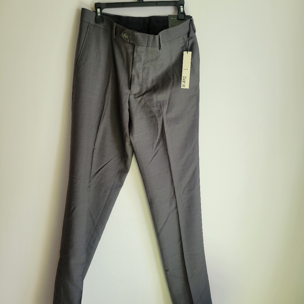Bar III Gray Dress Pants Flat Front Straight Leg Size32 W 24L